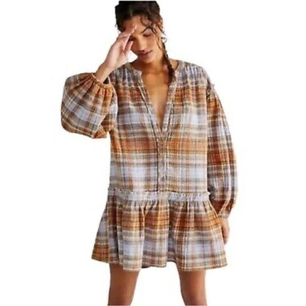Free People - Alexa Plaid Mini Dress size S - Picture 4 of 8